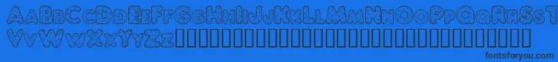 ChubbyDotty-Schriftart – Schwarze Schriften auf blauem Hintergrund