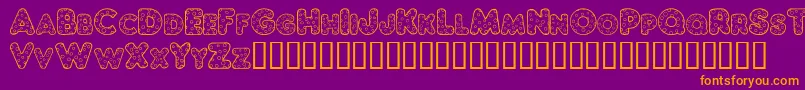 ChubbyDotty-Schriftart – Orangefarbene Schriften auf violettem Hintergrund