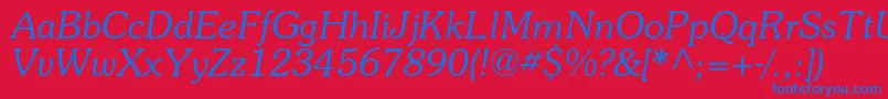 Weitere Informationen zur SurprizcItalic-Schriftart SurprizcItalic-Schriftart – Blaue Schriften auf rotem Hintergrund