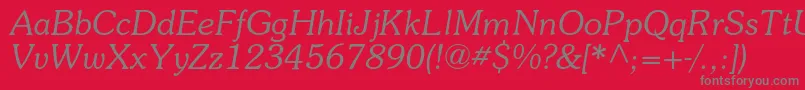 SurprizcItalic-Schriftart – Graue Schriften auf rotem Hintergrund