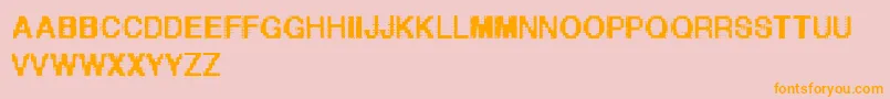 HelveticaDestruPix Font – Orange Fonts on Pink Background