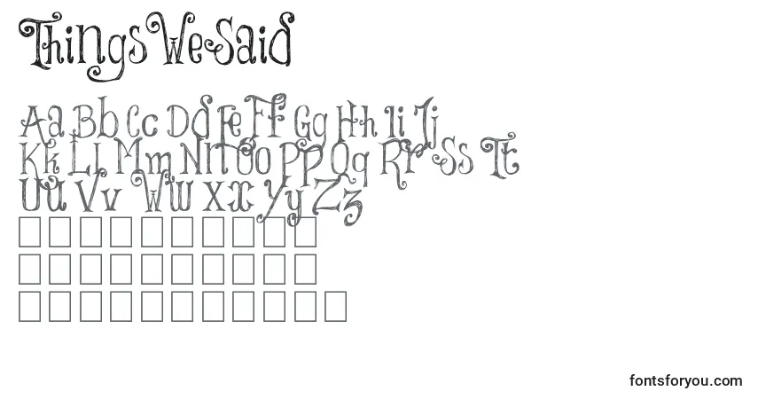 Czcionka ThingsWeSaid – alfabet, cyfry, specjalne znaki