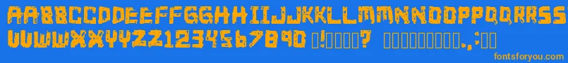 21Glyphs Font – Orange Fonts on Blue Background