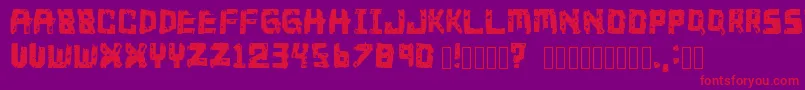 Czcionka 21Glyphs – czerwone czcionki na fioletowym tle