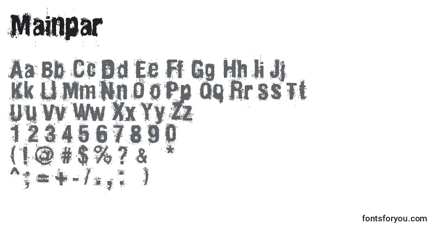A fonte Mainpar – alfabeto, números, caracteres especiais