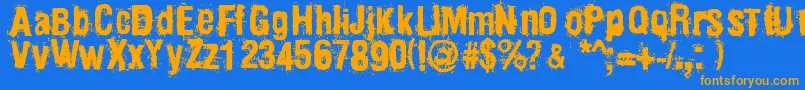 Weitere Informationen zur Mainpar-Schriftart Mainpar-Schriftart – Orangefarbene Schriften auf blauem Hintergrund