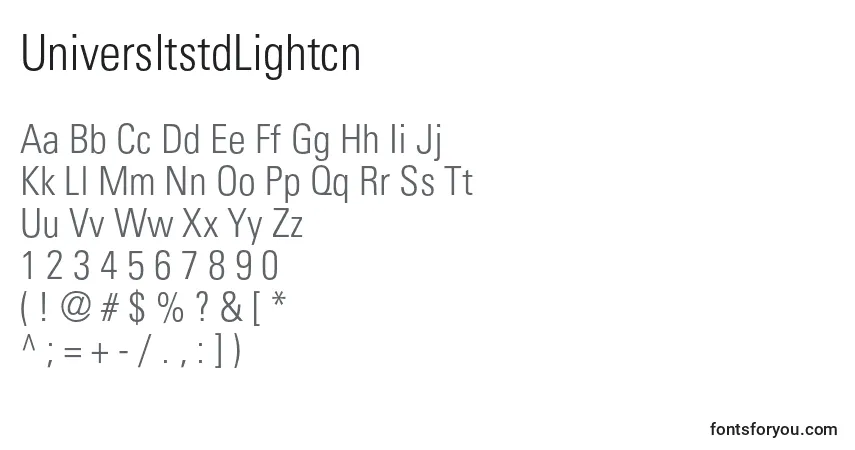 Schriftart UniversltstdLightcn – Alphabet, Zahlen, spezielle Symbole