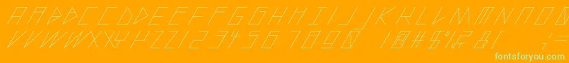 SlantedItalicShiftLight-Schriftart – Grüne Schriften auf orangefarbenem Hintergrund