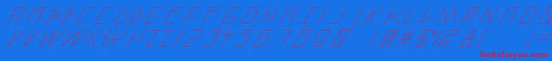 SlantedItalicShiftLight-Schriftart – Rote Schriften auf blauem Hintergrund