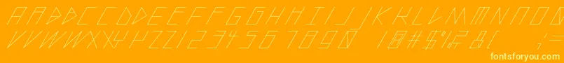 SlantedItalicShiftLight-Schriftart – Gelbe Schriften auf orangefarbenem Hintergrund