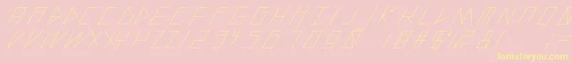 SlantedItalicShiftLight-Schriftart – Gelbe Schriften auf rosa Hintergrund