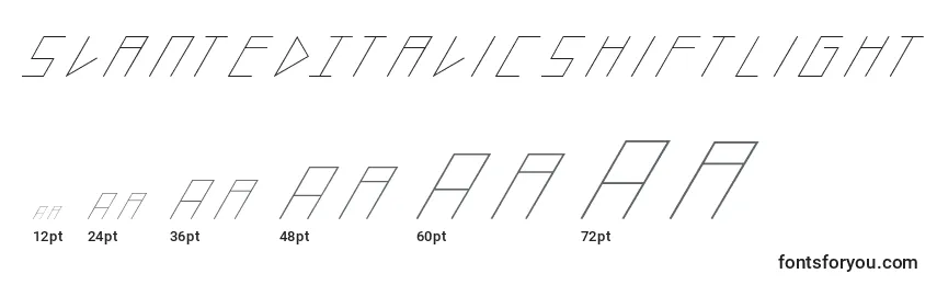 Размеры шрифта SlantedItalicShiftLight
