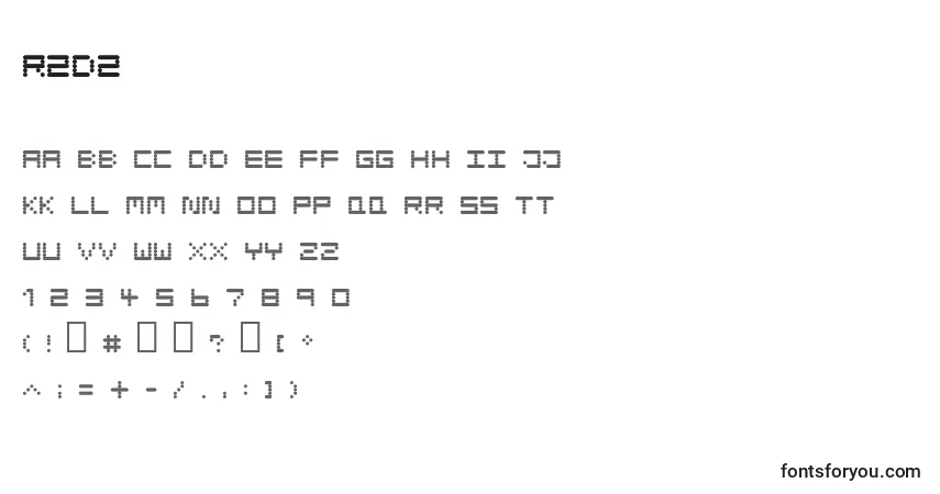 Schriftart R2D2 – Alphabet, Zahlen, spezielle Symbole