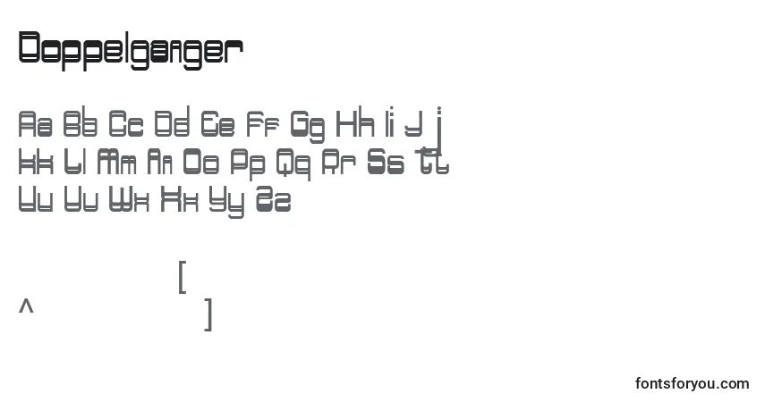 Czcionka Doppelganger – alfabet, cyfry, specjalne znaki