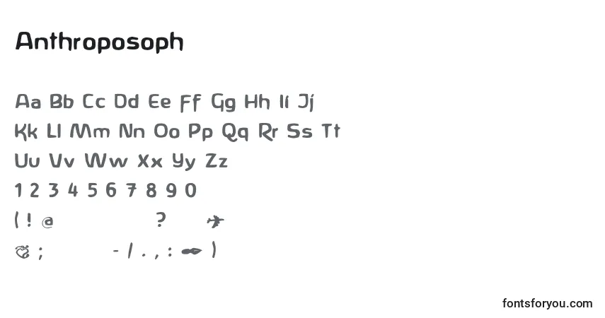 Czcionka Anthroposoph – alfabet, cyfry, specjalne znaki