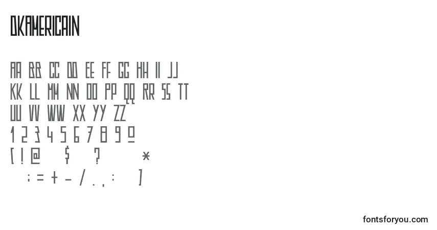 Schriftart DkAmericain – Alphabet, Zahlen, spezielle Symbole