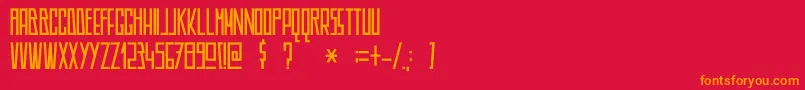 フォントDkAmericain – 赤い背景にオレンジの文字