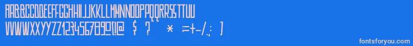 フォントDkAmericain – ピンクの文字、青い背景