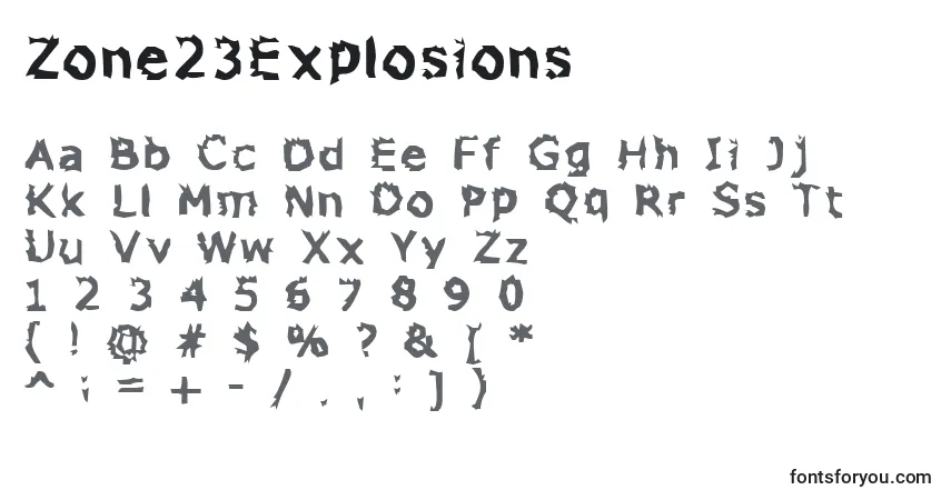 Шрифт Zone23Explosions – алфавит, цифры, специальные символы