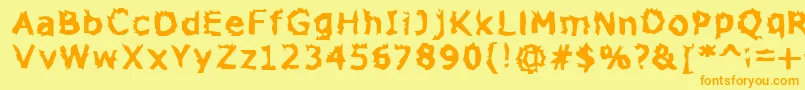フォントZone23Explosions – オレンジの文字が黄色の背景にあります。