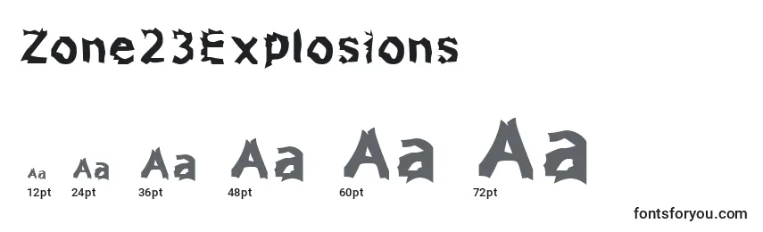 Größen der Schriftart Zone23Explosions