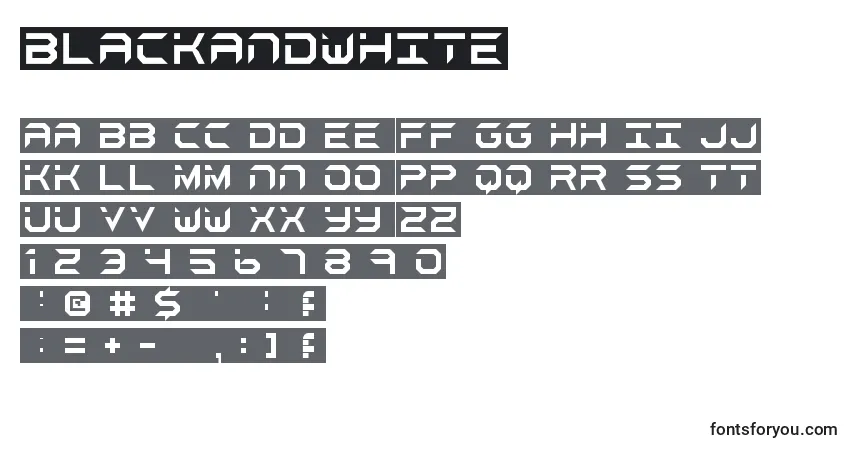 A fonte BlackAndWhite – alfabeto, números, caracteres especiais
