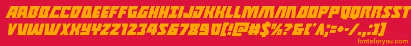 フォントHalfshellheroital – 赤い背景にオレンジの文字