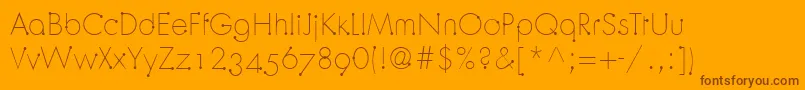 OrbitLtLight-Schriftart – Braune Schriften auf orangefarbenem Hintergrund