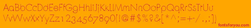 OrbitLtLight-Schriftart – Rote Schriften auf orangefarbenem Hintergrund