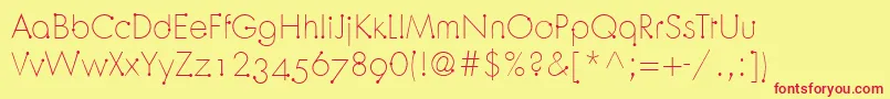 OrbitLtLight-Schriftart – Rote Schriften auf gelbem Hintergrund