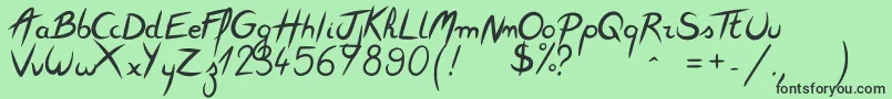 Featherscript-Schriftart – Schwarze Schriften auf grünem Hintergrund