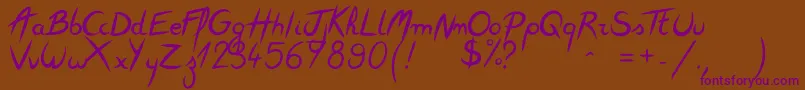 Weitere Informationen zur Featherscript-Schriftart Featherscript-Schriftart – Violette Schriften auf braunem Hintergrund