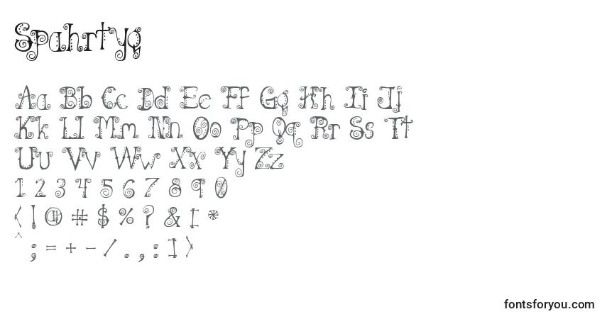 Schriftart Spahrtyg – Alphabet, Zahlen, spezielle Symbole