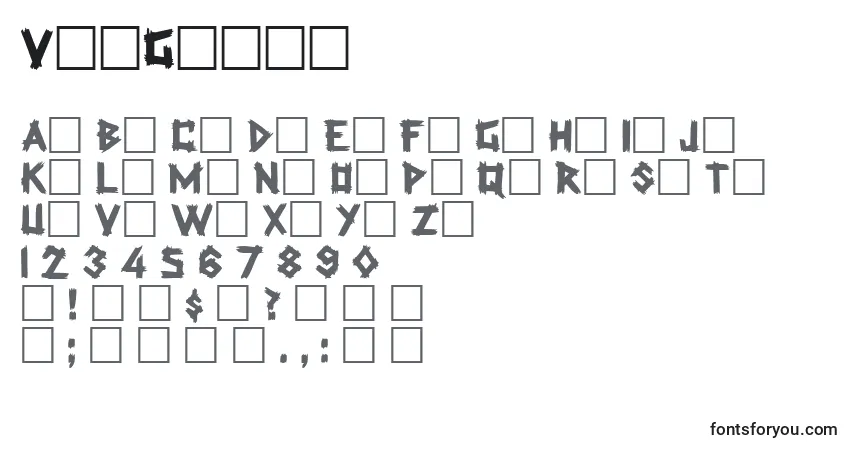 A fonte VanGough – alfabeto, números, caracteres especiais
