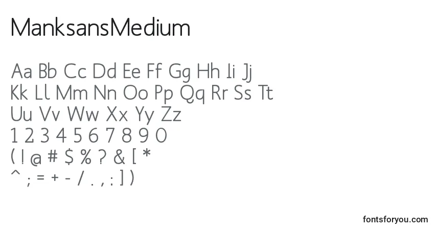 A fonte ManksansMedium – alfabeto, números, caracteres especiais