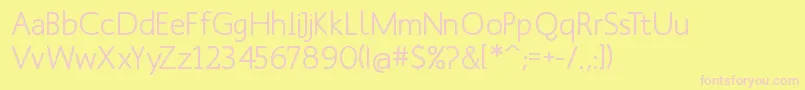 ManksansMedium-fontti – vaaleanpunaiset fontit keltaisella taustalla