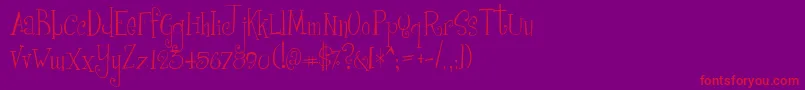 CurlyCue Font – Red Fonts on Purple Background