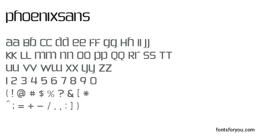 A fonte PhoenixSans – alfabeto, números, caracteres especiais