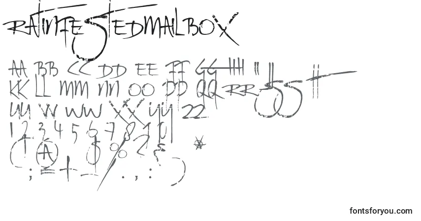 A fonte Ratinfestedmailbox – alfabeto, números, caracteres especiais