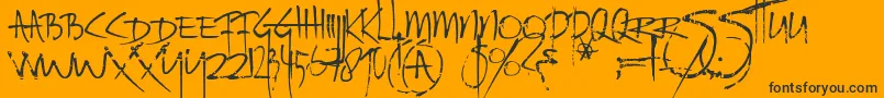 Ratinfestedmailbox-Schriftart – Schwarze Schriften auf orangefarbenem Hintergrund