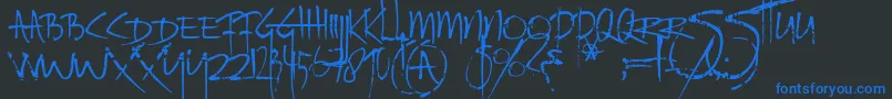 Шрифт Ratinfestedmailbox – синие шрифты на чёрном фоне