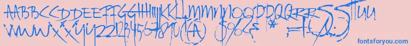 フォントRatinfestedmailbox – ピンクの背景に青い文字