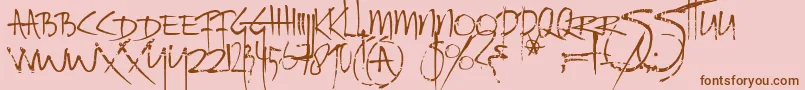 Ratinfestedmailbox-Schriftart – Braune Schriften auf rosa Hintergrund