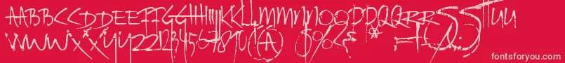 Шрифт Ratinfestedmailbox – розовые шрифты на красном фоне