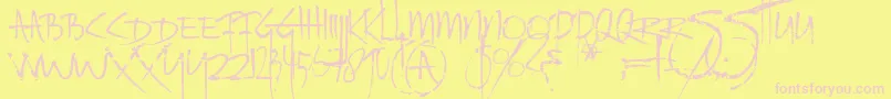 Czcionka Ratinfestedmailbox – różowe czcionki na żółtym tle