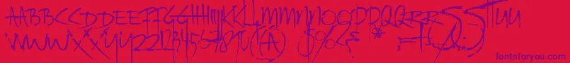 Ratinfestedmailbox Font – Purple Fonts on Red Background