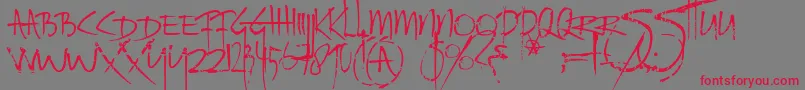Ratinfestedmailbox Font – Red Fonts on Gray Background