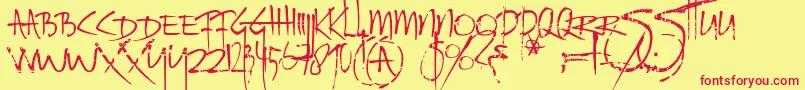 Ratinfestedmailbox Font – Red Fonts on Yellow Background