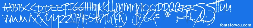 Fonte Ratinfestedmailbox – fontes brancas em um fundo azul