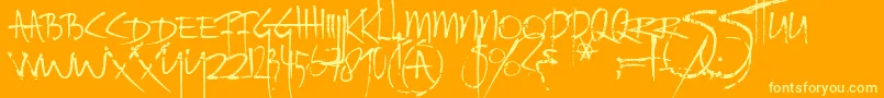 Ratinfestedmailbox Font – Yellow Fonts on Orange Background
